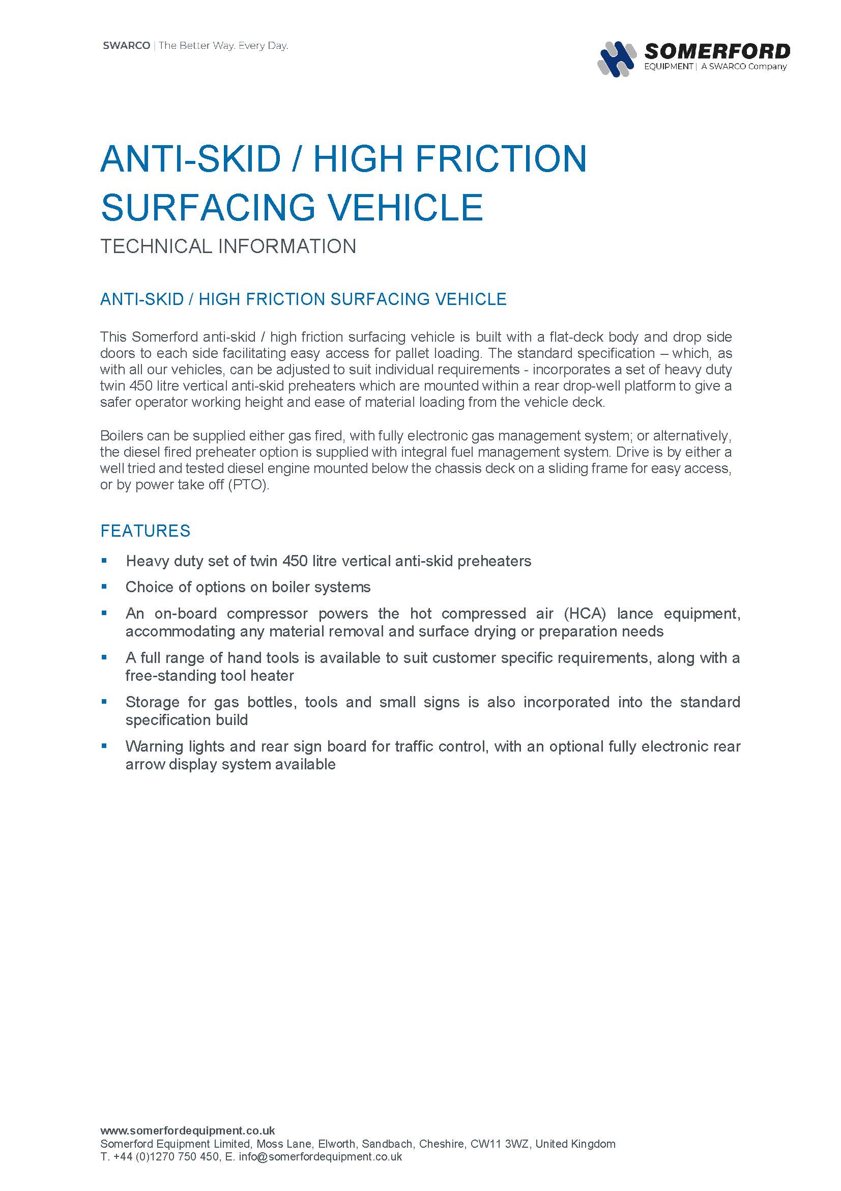 Anti-Skid High Friction Surfacing Vehicle