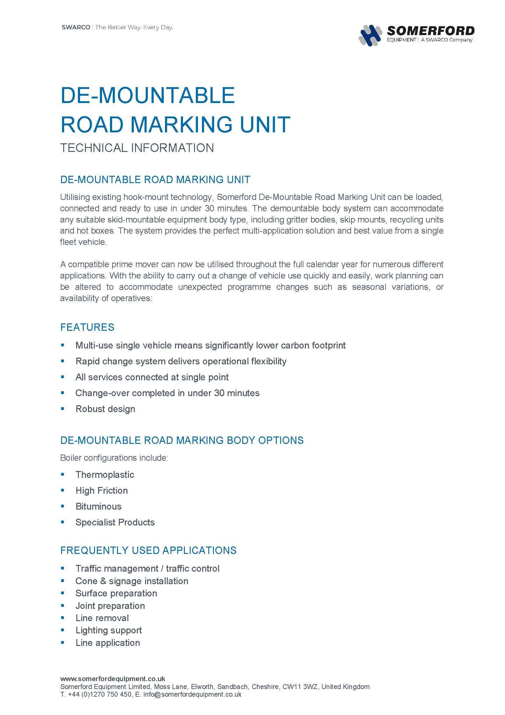 De-Mountable Road Marking Unit