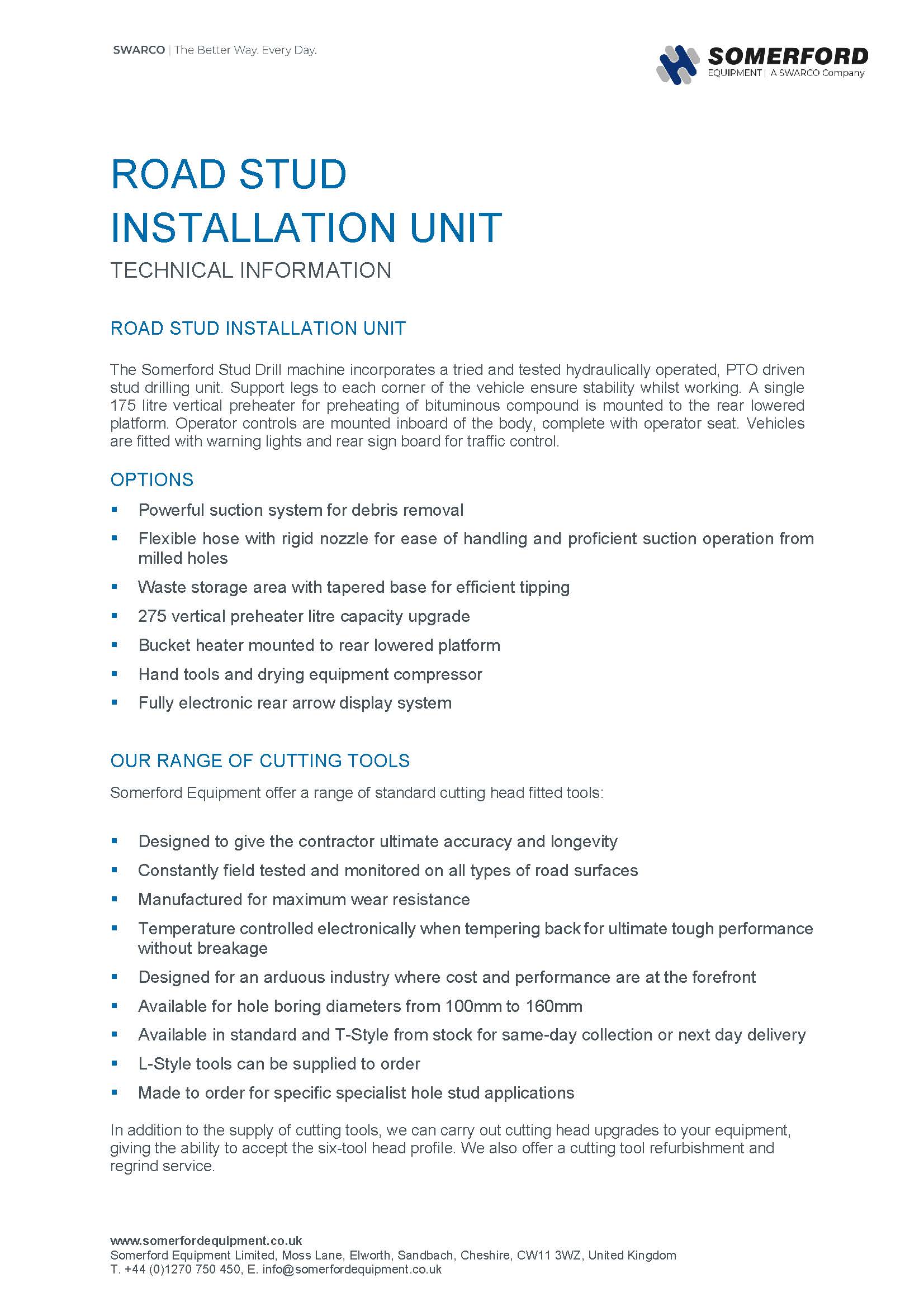 Road Stud Installation Unit